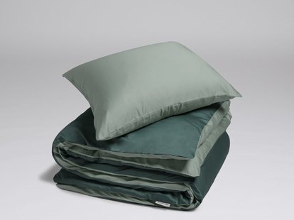 Yumeko Dekbedovertrek katoen satijn double face green 140x220 + 1/60x70 100% biologisch katoen, satijn geweven