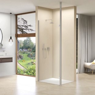 Inloopdouche Van Rijn ST01 Met RVS Staander 50 mm 94x200 cm Helder Glas 8 mm