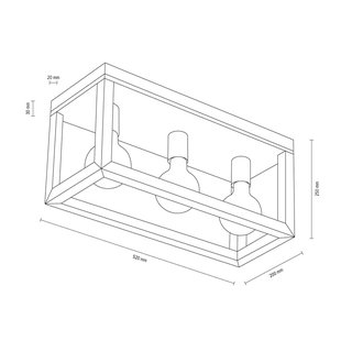 Envostar Rowan eiken plafondlamp, 3-lamps