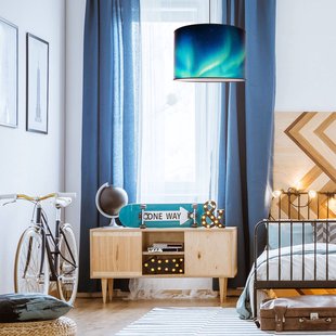 Duolla Hanglamp Print L Hemel met poollicht turkoois