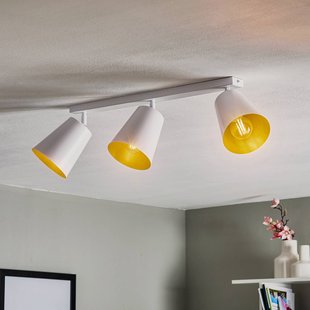 EMIBIG LIGHTING Plafondspot Prism van staal, 3-lamps, wit/goud EMIBIG LIGHTING Plafondspot Prism van staal, 3-lamps, wit/goud