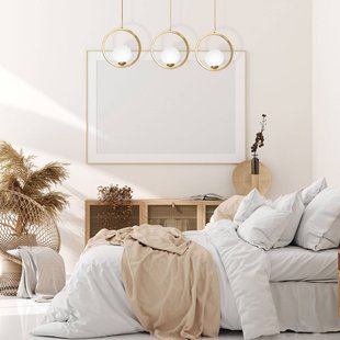 Eko-Light Hanglamp Vienna, opaalglas, messing, 3-lamps