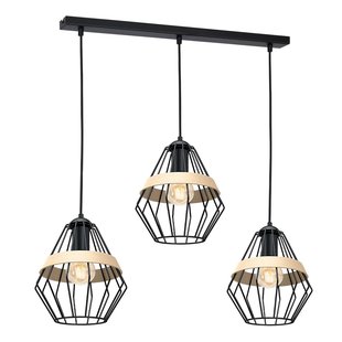Eko-Light Hanglamp Cliff, drie kooischermpjes met houten band