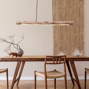 Globo LED hanglamp Felicitas van hout, lengte 100 cm