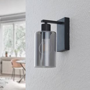 Lindby Emavi wandlamp, zwart/rookgrijs, glas, E27