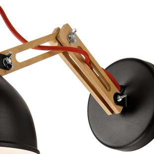 Lamkur Wandlamp Skansen, houten arm verstelbaar, zwart