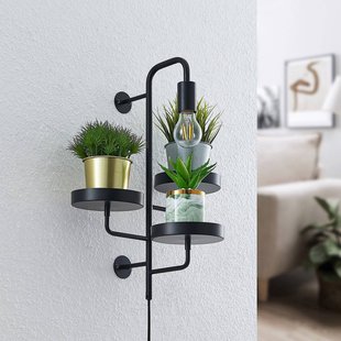 Lindby Wandlamp Hanjo, hoogte 50 cm, zwart, metaal