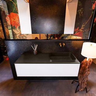 Badkamermeubelset Mondiaz Erin 120 cm met 1 Lade met RIDGE Wastafel Rechts Urban Zonder Kraangaten Greeploos Mat Talc