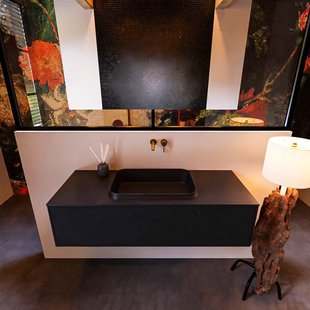 Badkamermeubelset Mondiaz Erin 120 cm met 1 Lade met RIDGE Wastafel Midden Urban Zonder Kraangaten Greeploos Mat Urban