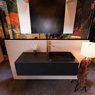 Badkamermeubelset Mondiaz Erin 120 cm met 1 Lade met RIDGE Wastafel Rechts Urban met 1 kraangat Greeploos Mat Urban