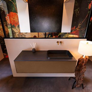 Badkamermeubelset Mondiaz Erin 120 cm met 1 Lade met RIDGE Wastafel Rechts Urban Zonder Kraangaten Greeploos Mat Rust