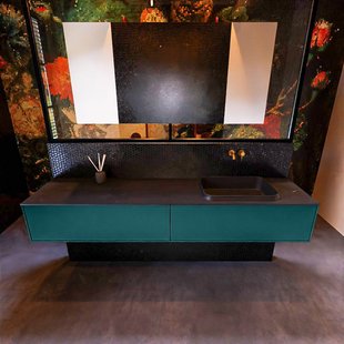 Badkamermeubelset Mondiaz Erin 200 cm met 2 Lades met RIDGE Wastafel Rechts Urban Zonder Kraangaten Greeploos Mat Smag