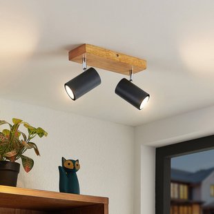 Lindby Maniva plafondspot, 26cm, 2-lamps, zwart, GU10 Lindby Maniva plafondspot, 26cm, 2-lamps, zwart, GU10