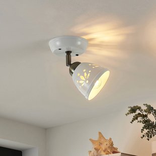 Lindby spot Sanrike, hoogte 16 cm, 1-lamp, wit, keramiek