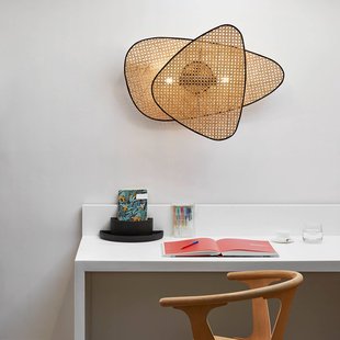 MARKET SET wandlamp Screen, 77 cm hoog, naturel, rotan