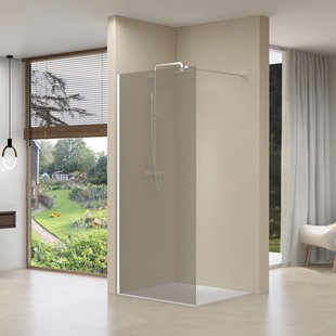 Inloopdouche Van Rijn ST01 120x200 cm Rookglas 8 mm Met Stabilisatiestang Wit