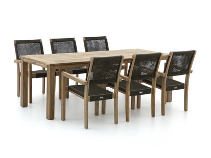 ROUGH Batang/ROUGH-S 220cm dining tuinset 7-delig stapelbaar - Laagste prijsgarantie!