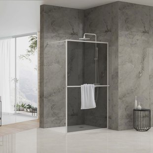 Inloopdouche Van Rijn ST04 Met Handdoekstang 120x200 cm 8 mm Rookglas Wit