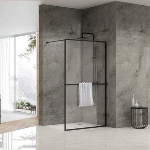 Inloopdouche Van Rijn ST04 Met Handdoekstang 90x200 cm 8 mm Helder Glas Zwart Inloopdouche Van Rijn ST04 Met Handdoekstang 90x200 cm 8 mm Helder Glas Zwart