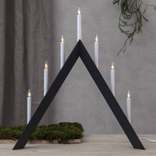 STAR TRADING Kandelaar Pijl, puntig, 7-vlam, zwart