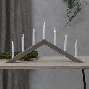 STAR TRADING Kandelaar Pijl, plat, 7-vlam, grijs