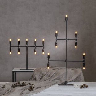 STAR TRADING Kandelaar Twice, zwart, 9-lamps, 91 cm