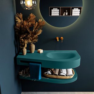 MONDIAZ RIVA 100cm Wastafel met planchet kleur Smag. Wastafel DULCET rechts 0 kraangaten kleur Smag.