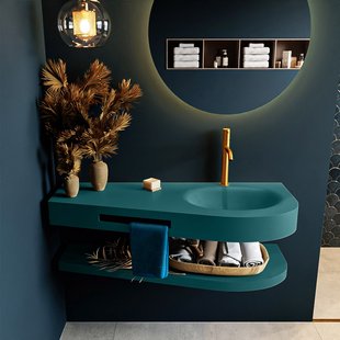 MONDIAZ RIVA 120cm Wastafel met planchet kleur Smag. Wastafel DULCET rechts 1 kraangaten kleur Smag.