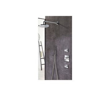 Complete thermostatische douche Inbouwset Hotbath Laddy 2 stopkranen Geborsteld Nikkel Complete thermostatische douche Inbouwset Hotbath Laddy 2 stopkranen Geborsteld Nikkel