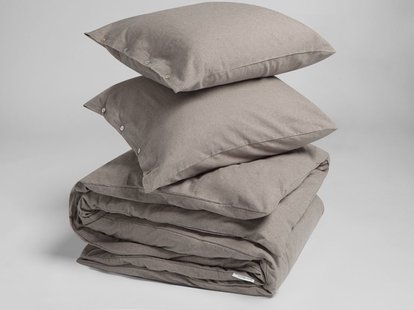 Yumeko Dekbedovertrek flanel stone brown 260x220 + 2/60x70 100% biologisch katoen, flanel (licht geborsteld)