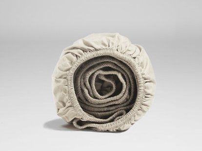 Yumeko Hoeslaken percal white sand 200x210x30 100% biologisch en fairtrade katoen, percal geweven