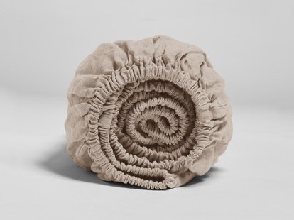 Yumeko Hoeslaken gewassen linnen dusty rose 90x210x30 100% gewassen linnen