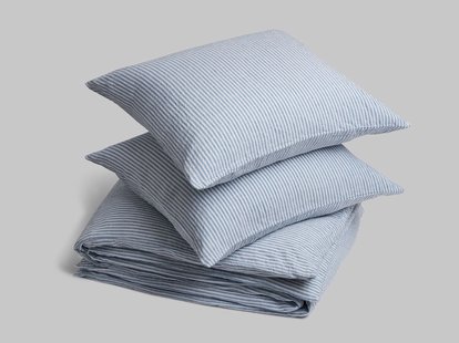 Yumeko Dekbedovertrek gewassen linnen blue stripe 260x220 + 2/60x70 100% gewassen linnen