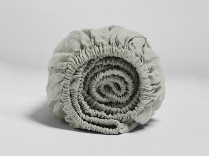 Yumeko Hoeslaken gewassen linnen misty green 180x210x30 100% gewassen linnen