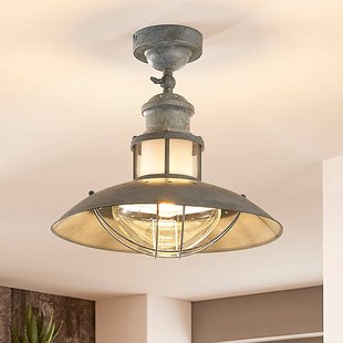Lindby Louisanne plafondlamp, grijsgroen, metaal, Ø 35cm Lindby Louisanne plafondlamp, grijsgroen, metaal, Ø 35cm
