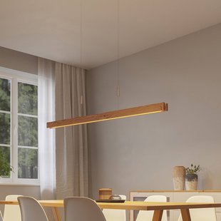 Lindby Alimara LED hanglamp, hout, lengte 138 cm