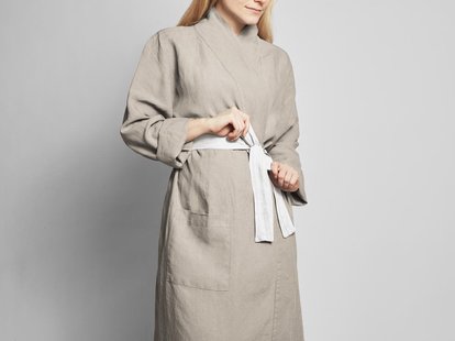 Yumeko Kimono badjas gewassen linnen natural 100% gewassen linnen