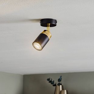 Luminex Plafondspot Reno, 1-lamp, zwart/goud