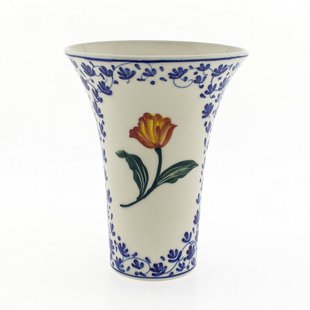 Kelkvaas oranje tulp blauw decor