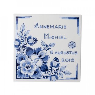 Trouwtegel 13x13 cm (incl. 25 tekens)