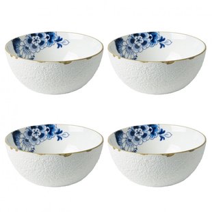 Blauw Bloesem Soepkom set van 4