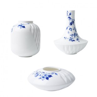 Blauw Vouw vazen set van 3