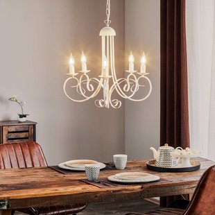 ONLI Kroonluchter Pompei, zonder kappen, antiek wit