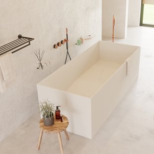 Ligbad Vrijstaand Ideavit Solidstar 180x76x58 cm Solid Surface Mat Wit