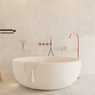 Ligbad Vrijstaand Ideavit Solidround 135x49 cm Solid Surface Mat Wit