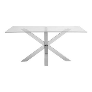 Kave Home Argo Eettafel - 160 x 90 cm - Glas / Zilver