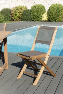 Set van 2 taupe textileen klapstoelen | Macabane