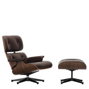 Vitra Eames Lounge Chair Ottoman | Wereldberoemd Design - Zwart Gepigmenteerd Noten/Chocolate Leather/Black Vitra Eames Lounge Chair + Ottoman | Wereldberoemd Design - Zwart Gepigmenteerd Noten/Chocolate Leather/Black