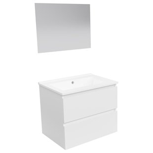 ACTIE BWS Badmeubel | Paris | Wit 60 cm | Mat Wit Wastafel | 1 Kraangat