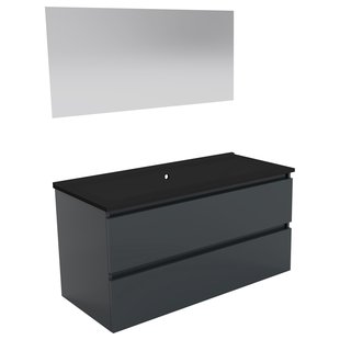 ACTIE BWS Badmeubel | Paris | Antraciet 100 cm | Mat Zwart Wastafel | 1 of 2 Kraangaten